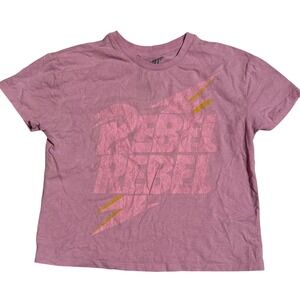 David Bowie Rebel Rebel Graphic T-Shirt Pink Womens Large Rock Band Tee 2024